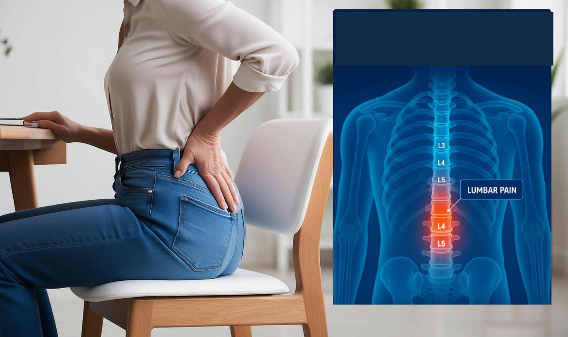 Specialist view of the lumbar spine L1 through L5