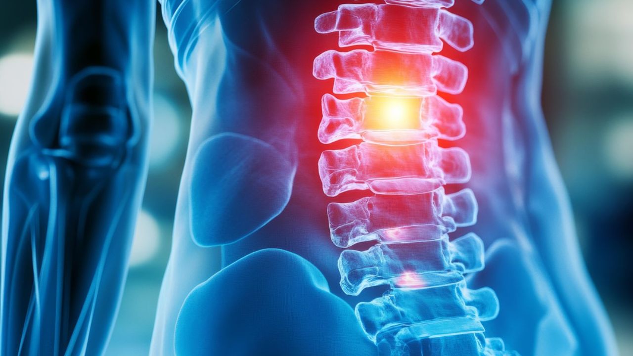 Anatomical view of the lumbar spine support system